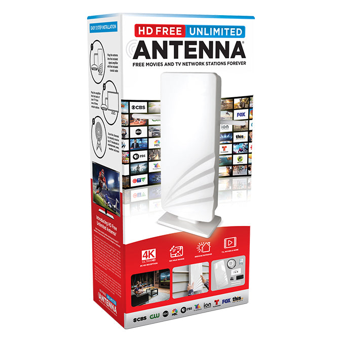 HD Free Unlimited Antenna Deluxe Upgrade in product box.